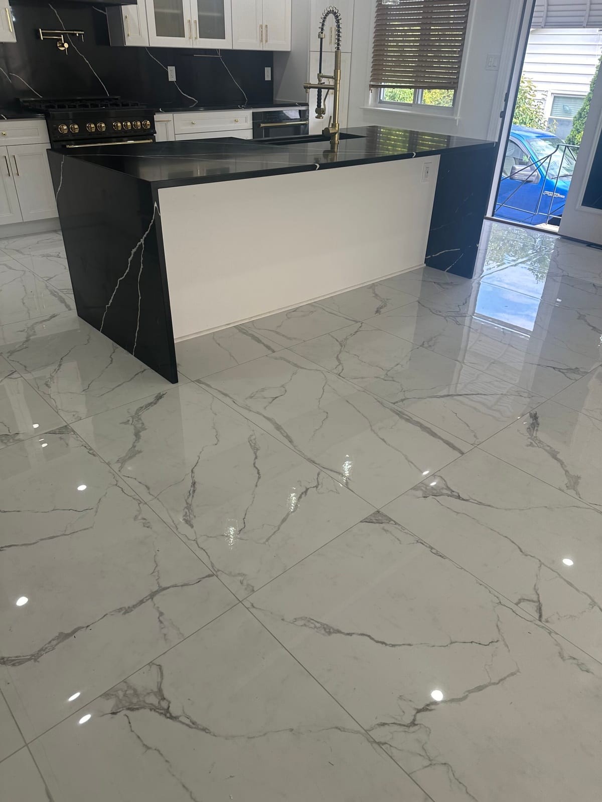 Princeton Kitchen Island Feature with Waterfall Edge