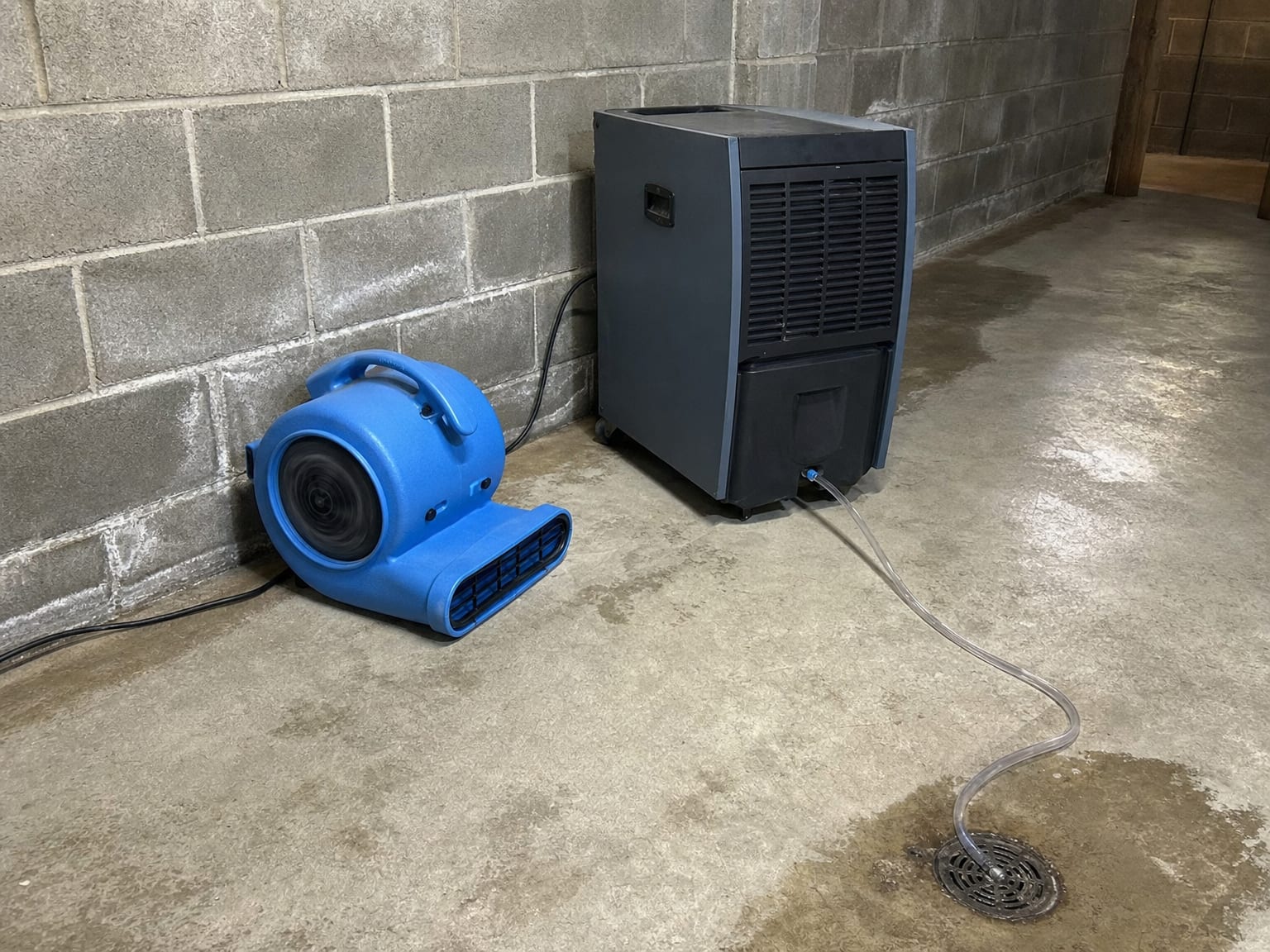 Air sampling pump and cassette collection device set up on a windowsill inside a New Jersey home for indoor air quality testing