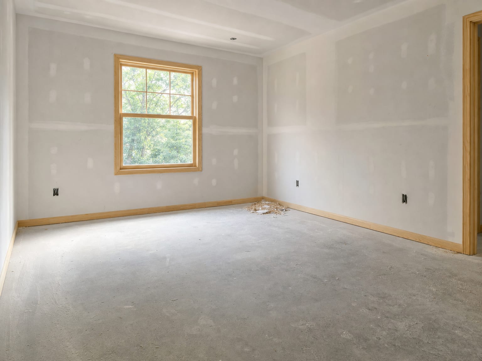 Newly tiled bathroom with grout haze wiped from floor tiles and clean fixtures in a New Jersey residential home