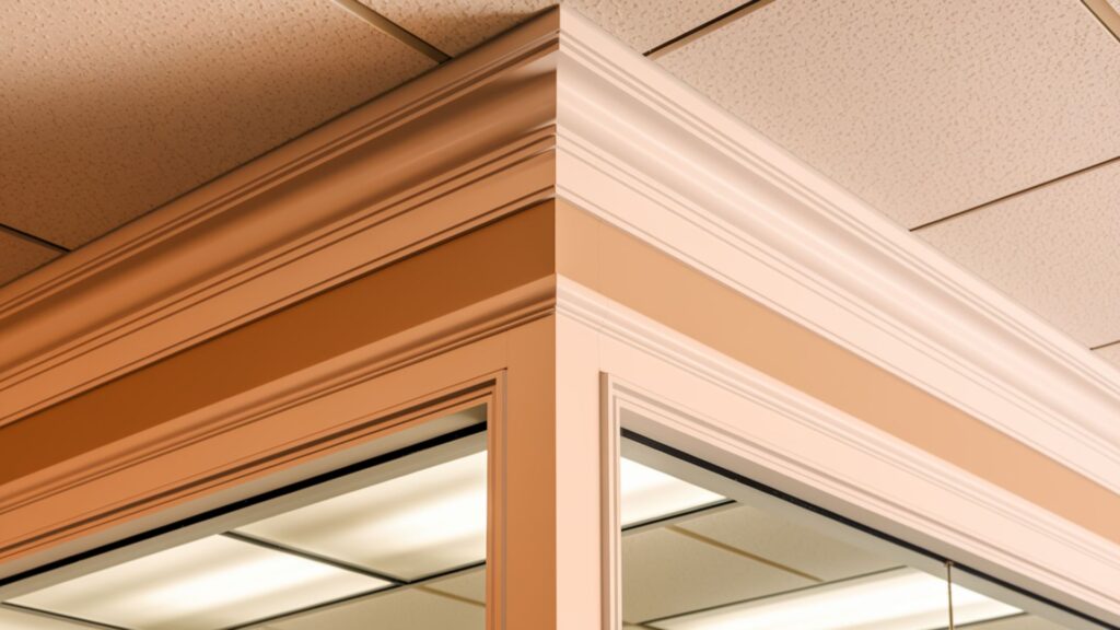 Perfectly remediated office wall corner showing pristine surfaces after mold removal.