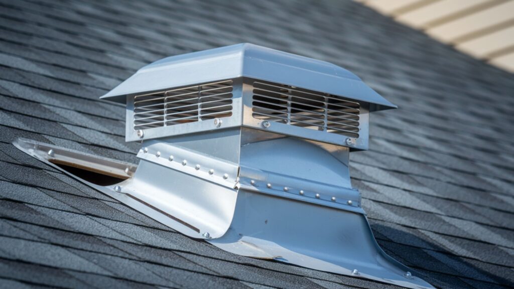 Newly installed roof vent cap with protective features ensuring long-term dryer exhaust efficiency.